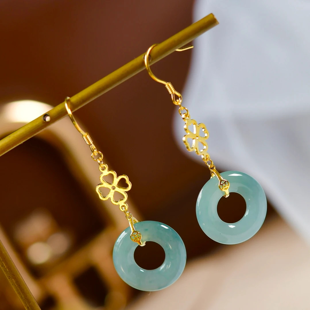 天然A货翡翠耳饰