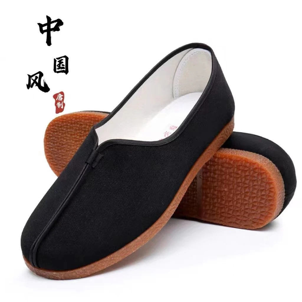 低帮时尚布鞋圆口男中老年一脚蹬中国风太极功夫洒鞋软底