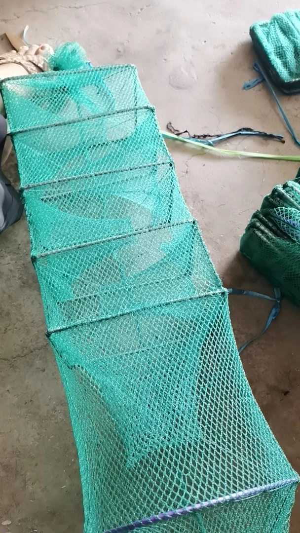 紫头加厚无结3门4门渔网批发虾笼街头捕鱼三层地笼鱼网抓鱼捕鱼笼