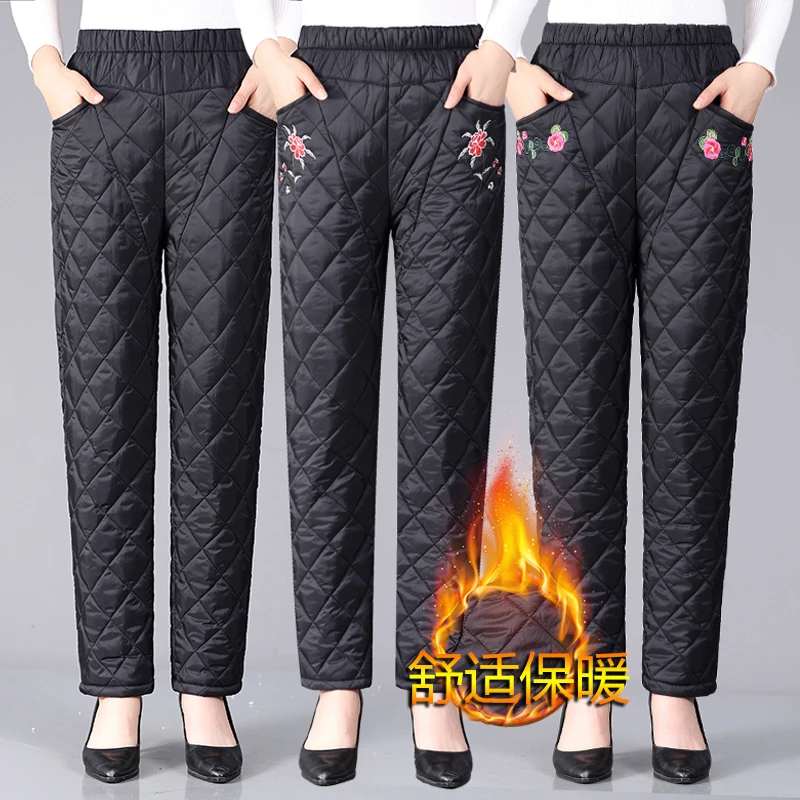 老年人保暖裤女70岁以上舒适高腰中老年外穿宽松加大码直筒裤棉裤