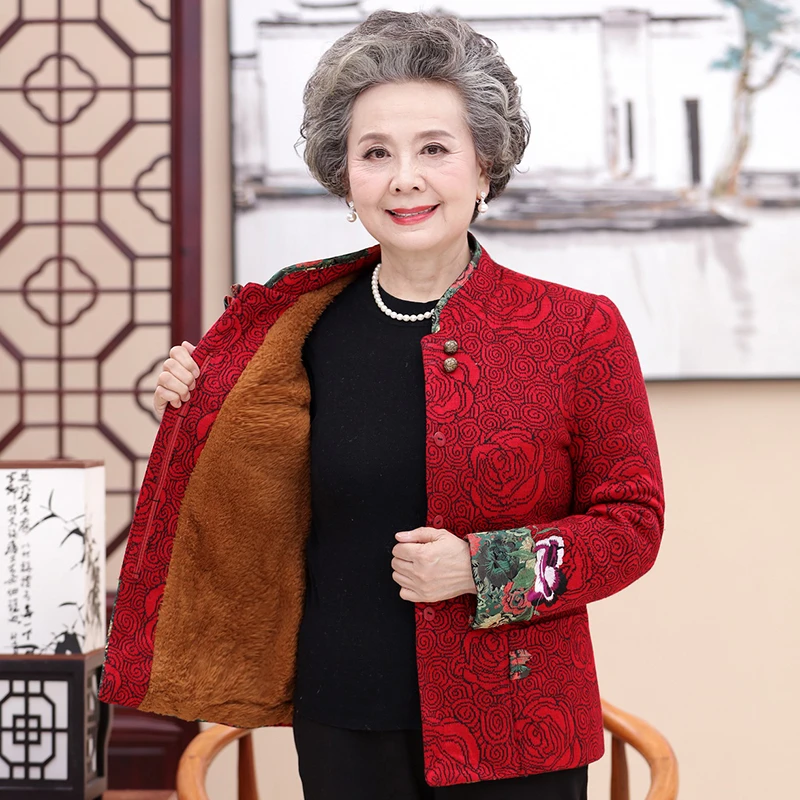中老年人女装秋冬外套老人妈妈唐装喜庆婆婆过寿奶奶衣服生日加绒