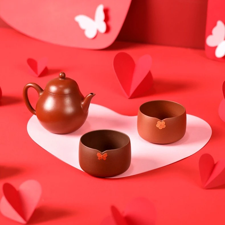 百年利永花好月圆之好-一见倾心·红颜壶+蝶恋花对杯茶具
