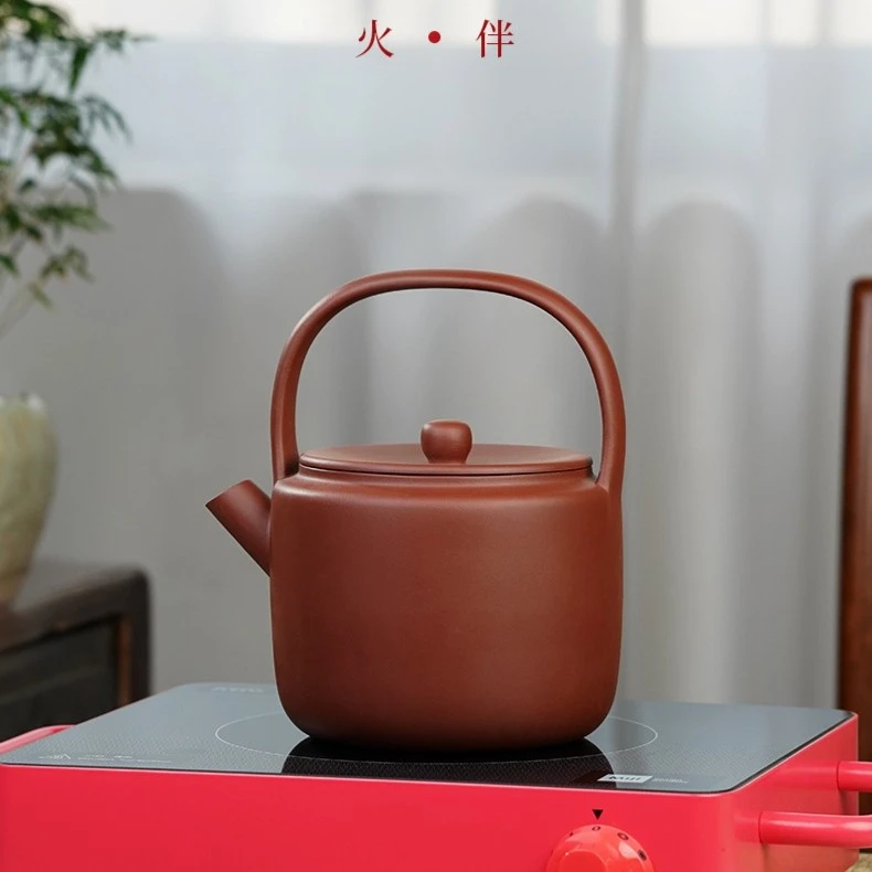 百年利永火伴（直筒烧水壶）枣红泥1200C家用煮水
