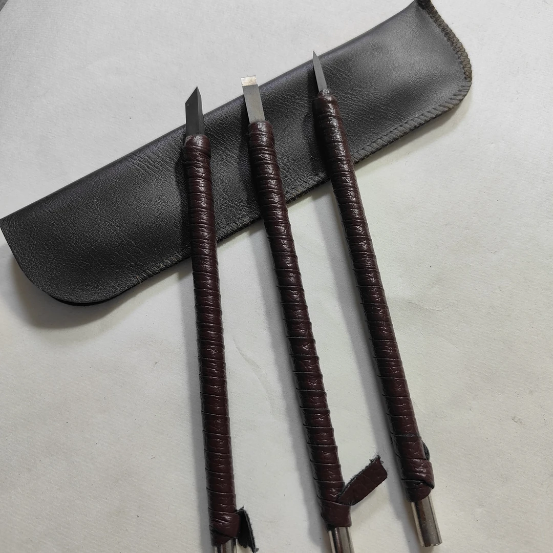 皮套钨钢纂刻刀一套3把(0.3cm一把 0.5cm二把)