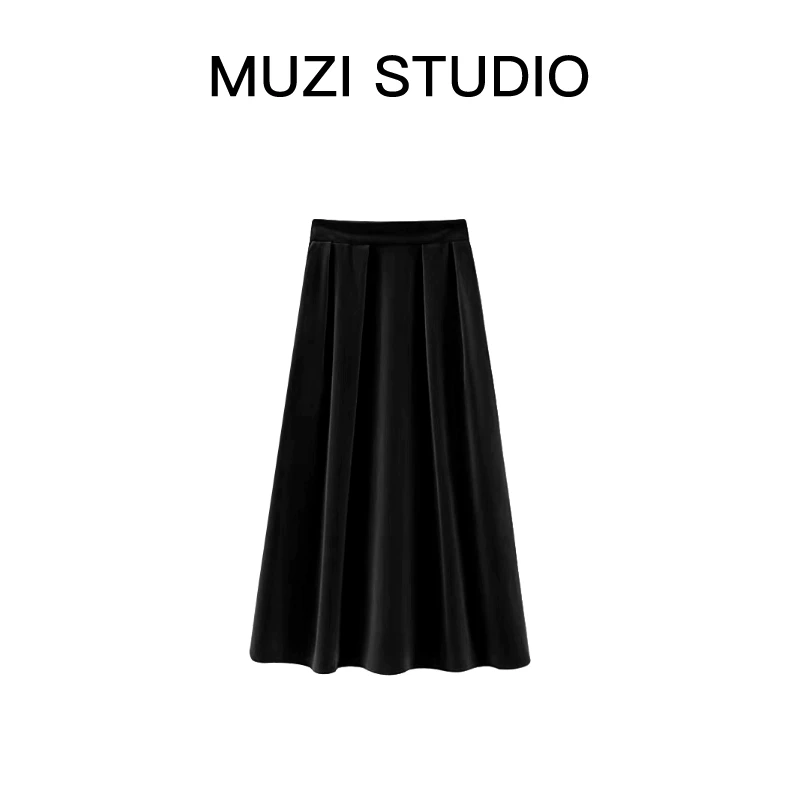 [Muzi]秋冬女装显瘦高级气质中长款显瘦半身裙MZ256