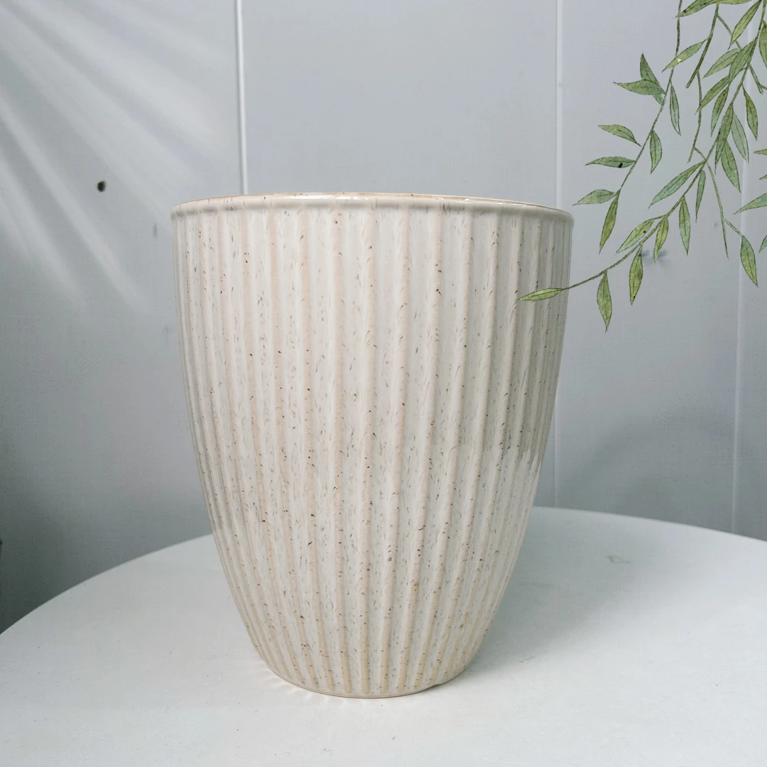 麦芽竖长梨形口20高23新中式轻奢陶瓷花盆