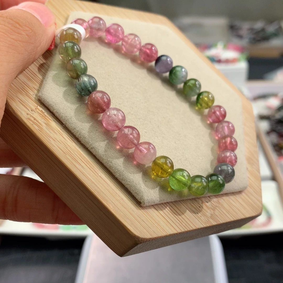 碧玺手链未镶嵌7.3mm。