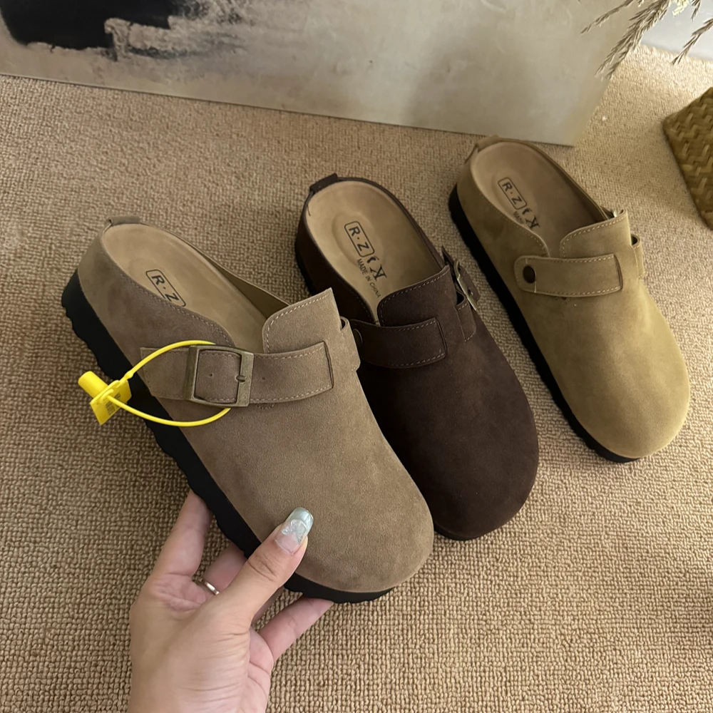 厚底版~三喜同款勃肯鞋2025春秋新款外穿钓鱼博肯鞋包头半拖鞋女