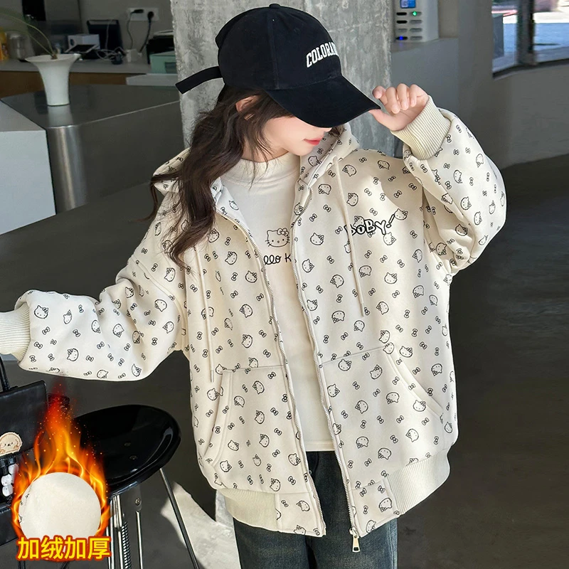 女大童加绒加厚外套2024冬季新款棉袄棉服洋气女孩衣服高品质潮款