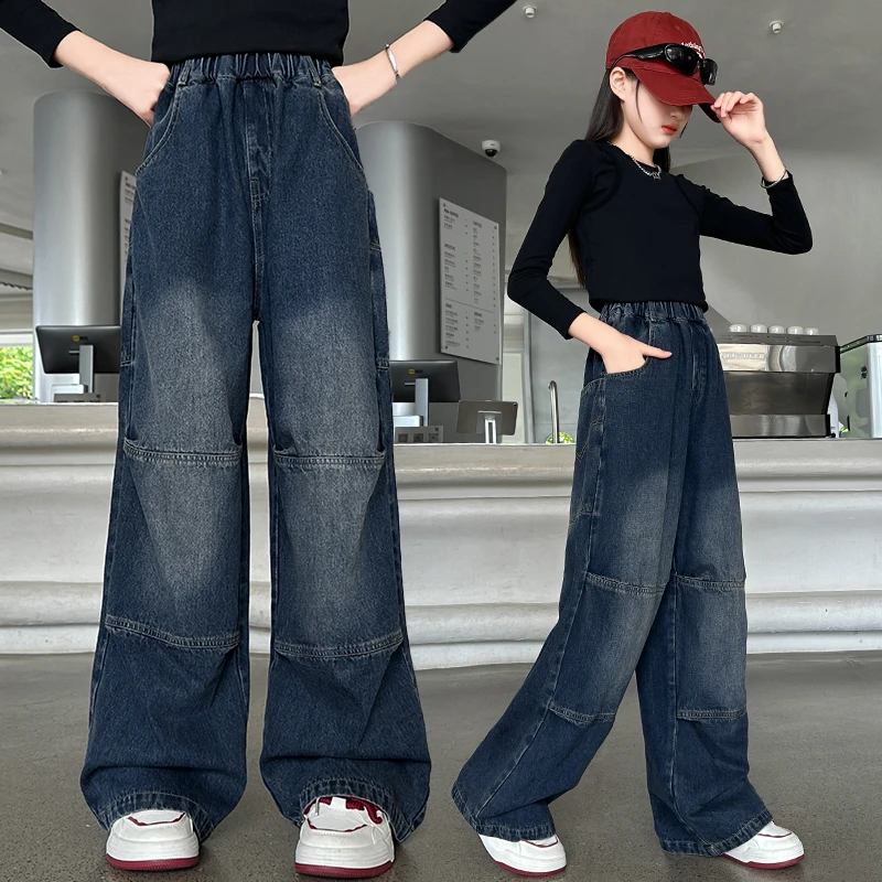 女童新款牛仔裤女孩中大童秋季休闲洋气显瘦儿童节儿童学生长裤潮