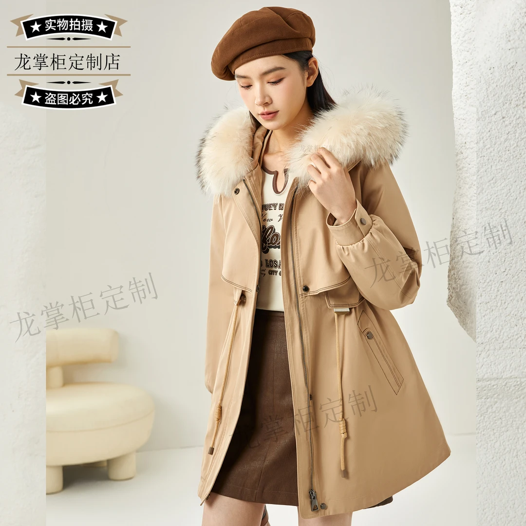 【龙掌柜】25冬季新短款连帽收腰大毛领可拆卸鹅绒服派克服83975