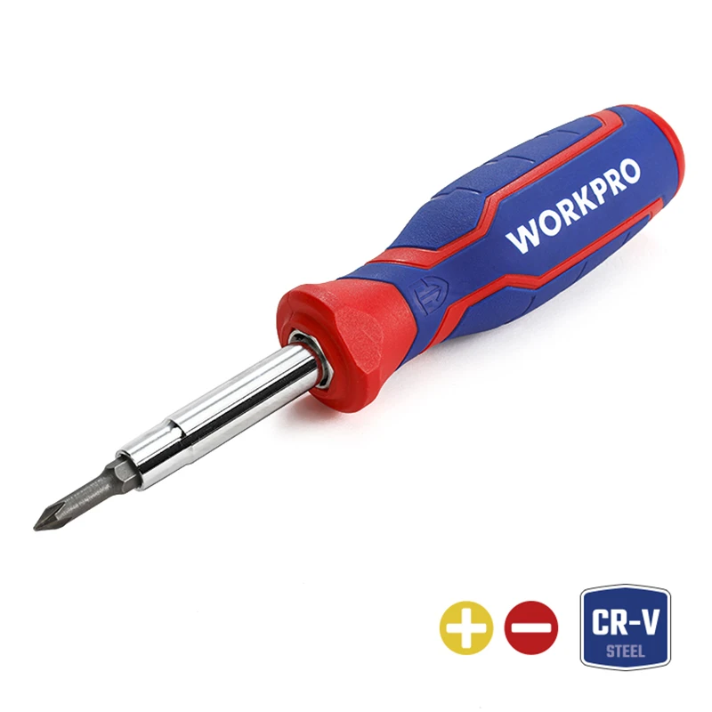 WORKPRO/万克宝三色柄6合1螺丝批多用螺丝刀可拆卸螺丝批