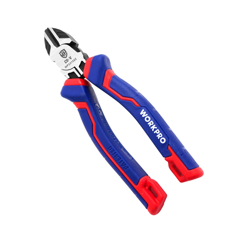 WORKPRO/万克宝三色柄CR-V偏心省力斜口钳带拉线偏口钳
