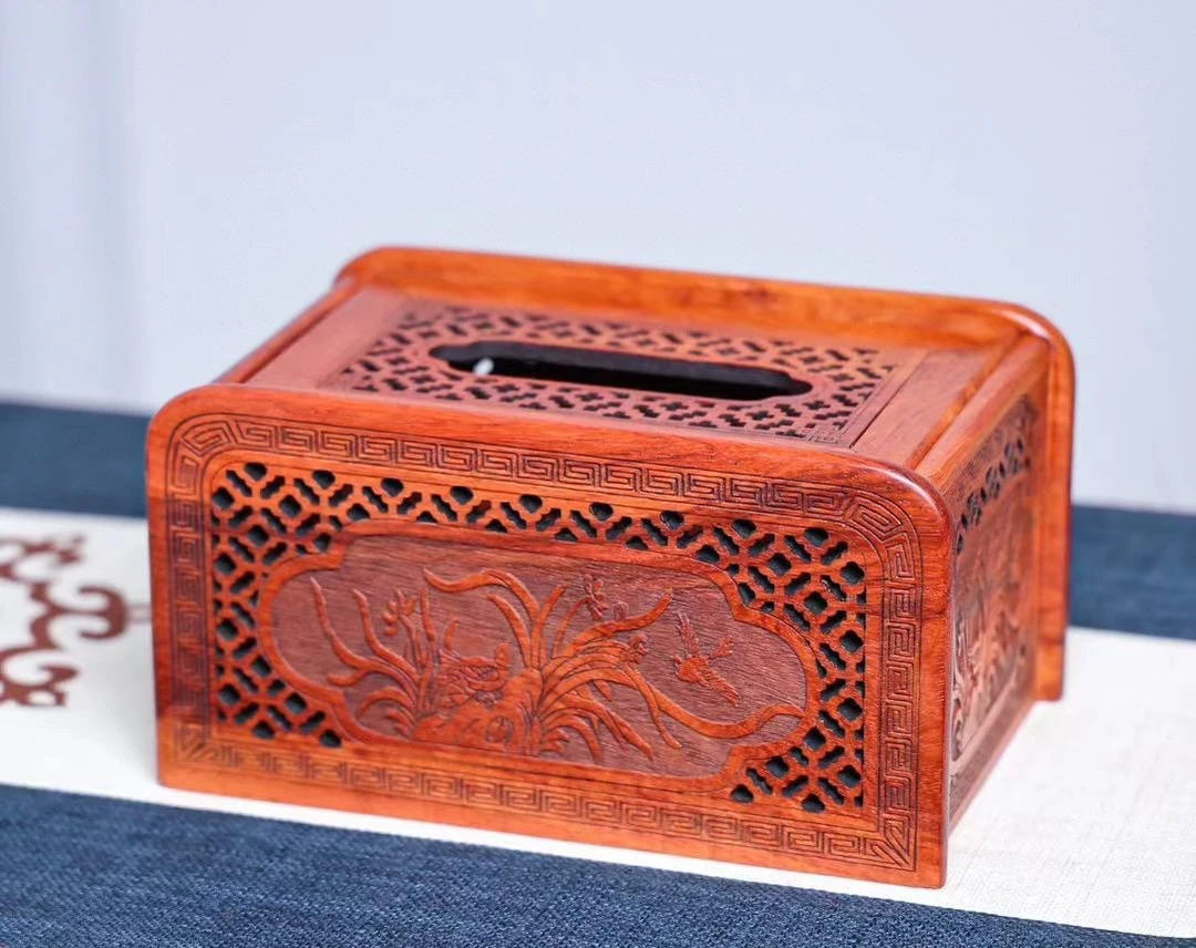 九紫一木  大果紫檀木纸巾盒