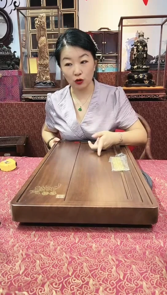 【闪购商品】整木精雕黑吉祥如意茶盘69*35 B03