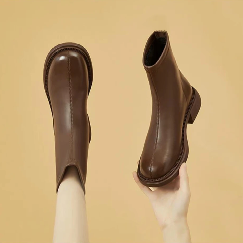 2023冬季新款短靴子女英伦风洋气时尚百搭女靴诚诚