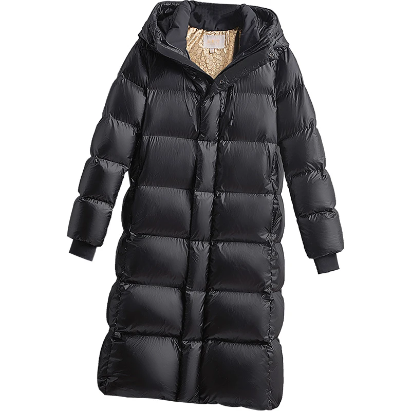 2024冬季新款女装时尚中长款宽松长袖连帽保暖羽绒服S34B2767Y