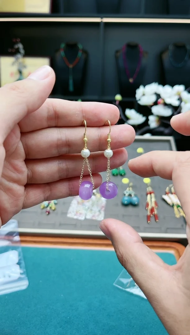 【闪购商品】翡翠耳饰14K金镶嵌718000