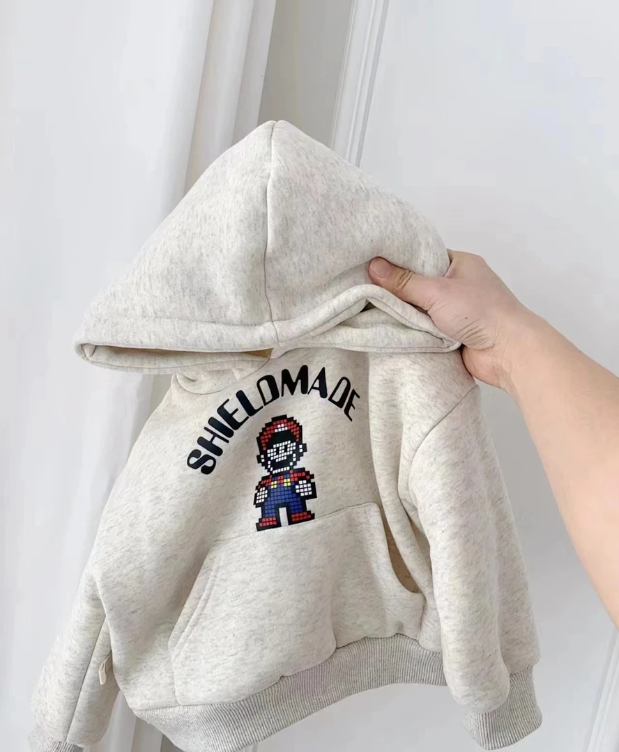 萌娃韩版卡通儿童男童宝宝连帽带帽时尚卫衣上衣