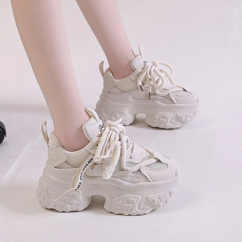 厚底老爹鞋女2025春季新款百搭网面透气女鞋增高休闲运动鞋子8cm