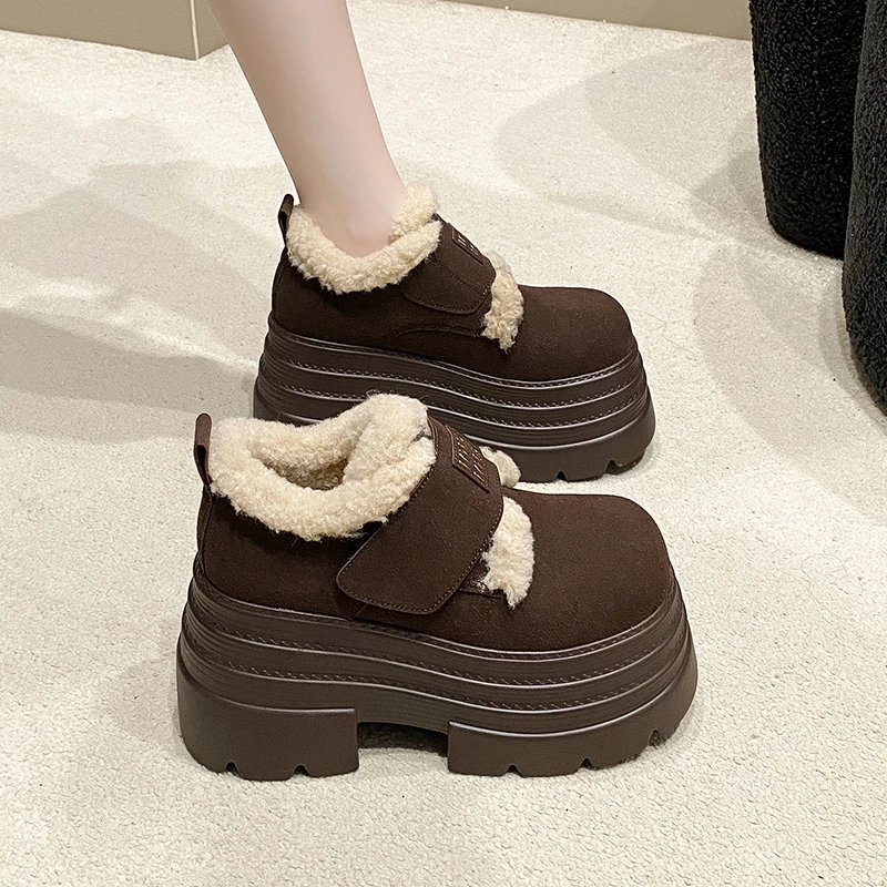 小个子增高10cm雪地靴女加绒短靴2025冬新款松糕厚底加绒保暖棉鞋