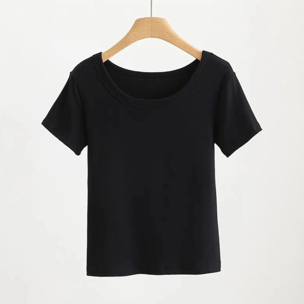 本芯-【圆领短袖】夏款修身显瘦螺纹体恤简约纯色短袖内搭