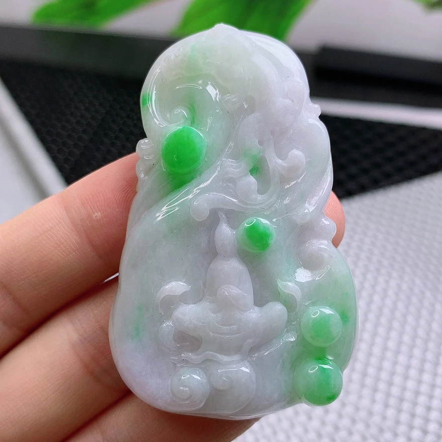 天然玉石玉观音玉牌 天然翡翠A货观音挂件3049