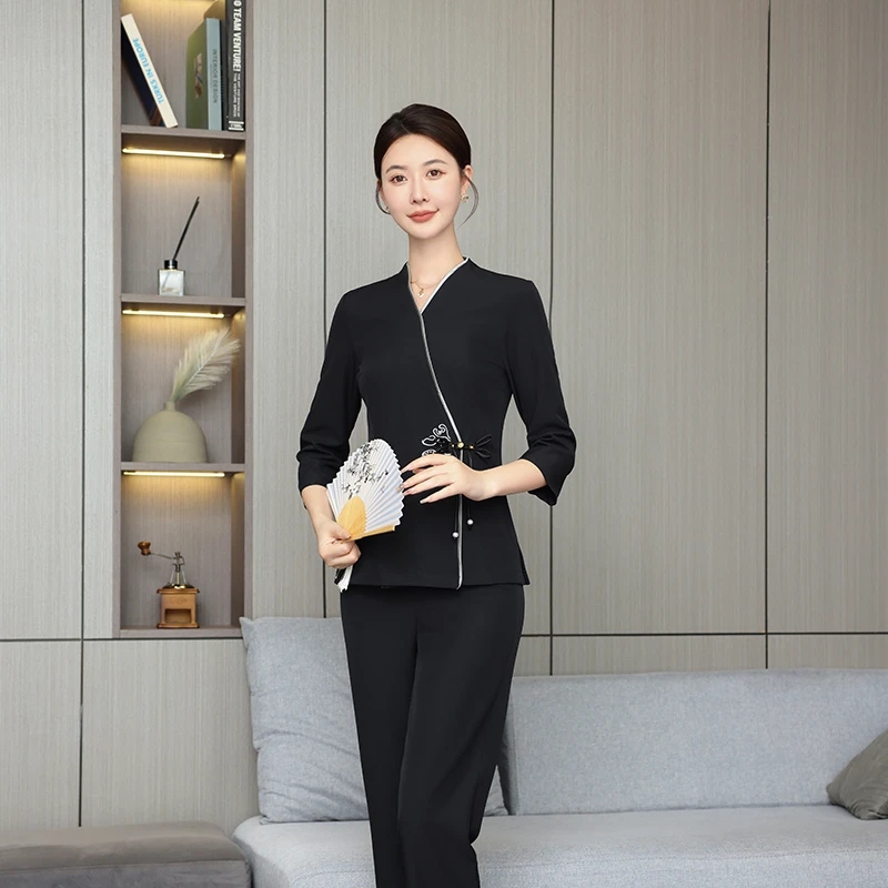 秋季新款高端SPA养生按摩足浴会所采耳足疗技师美容院气质工服女