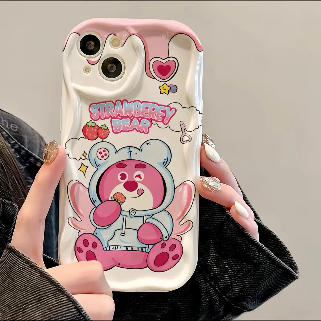 趣味草莓熊苹果15pro卡通14promax壳iphone13创意12全包11少女