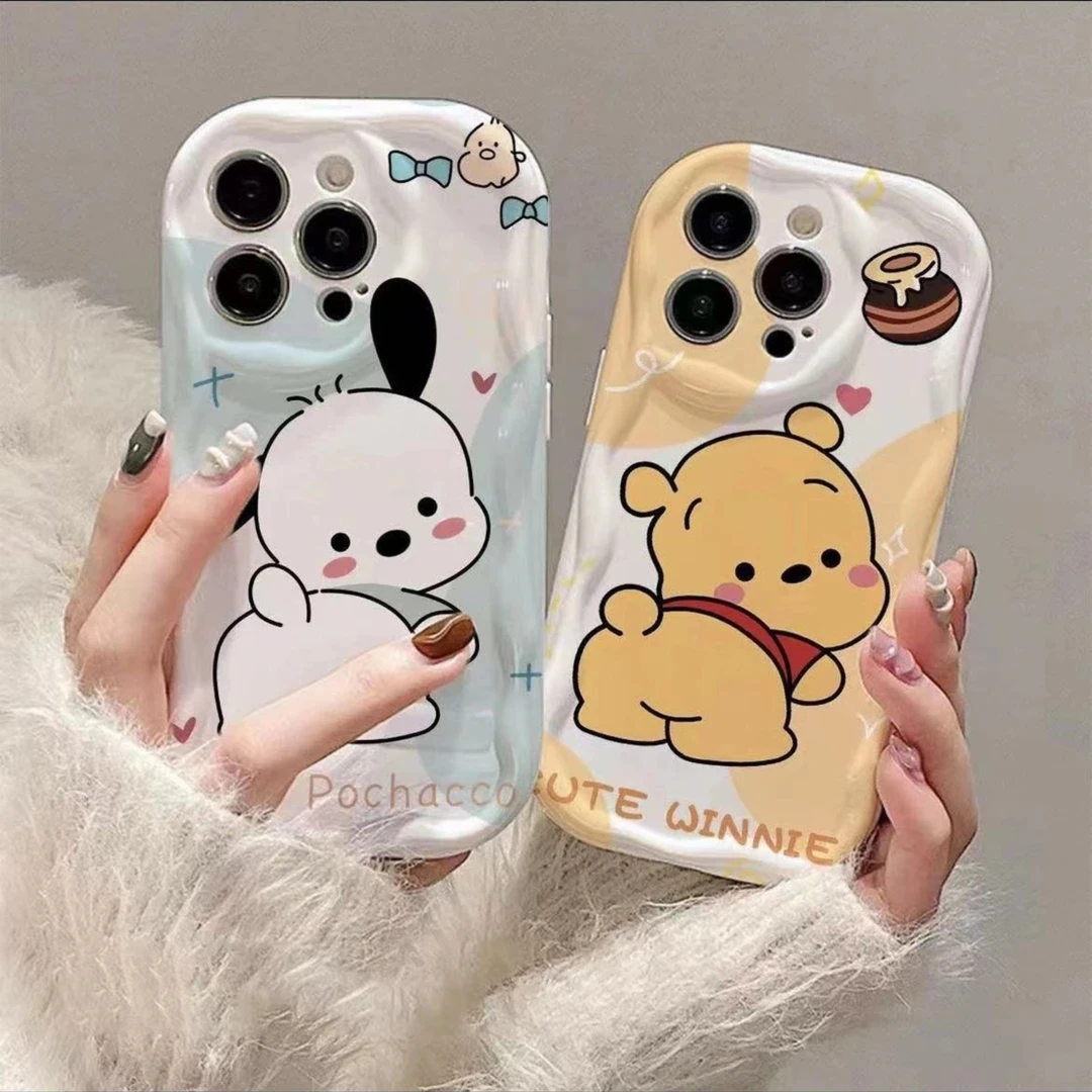 卡通恰怕狗维尼熊油适用苹果15壳iPhone14pro硅胶13防摔12全包11