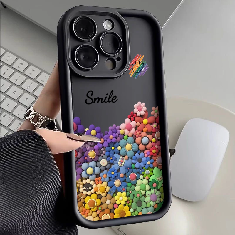 彩色花朵苹果15pro卡通14promax壳iphone13防摔12/11全包xr/x网红