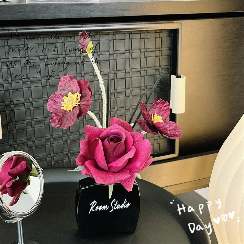 仿真玫瑰假花豌豆花仿真花摆设北欧室内香薰花瓶花束餐桌插花装饰