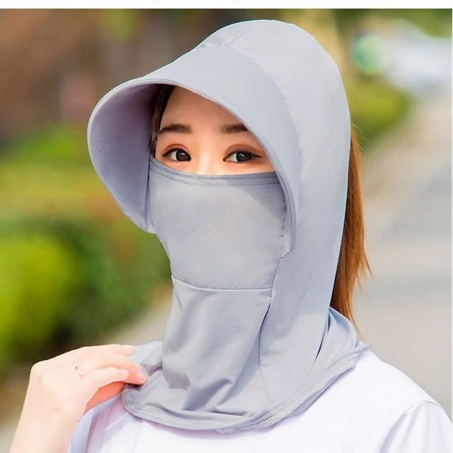 防晒帽子女遮脸遮脖子太阳帽新款防紫外线冰丝材质骑行防尘女护颈