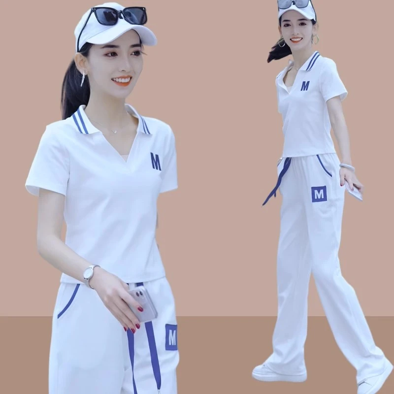 2024夏新款洋气时髦女士显瘦运动服套装休闲时尚小个子短袖两件套