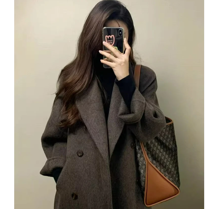 毛呢大衣女秋冬季2025新款高级感加厚外套呢子小个子中长款赫本风
