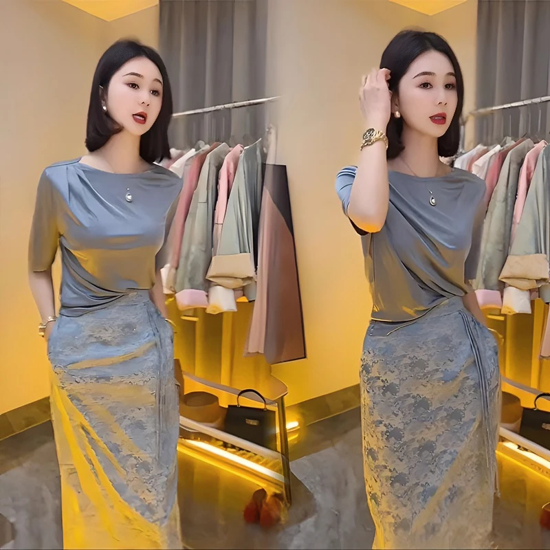 法式气质高级感今年流行漂亮套装裙旗袍上衣半身裙夏装搭配一整套