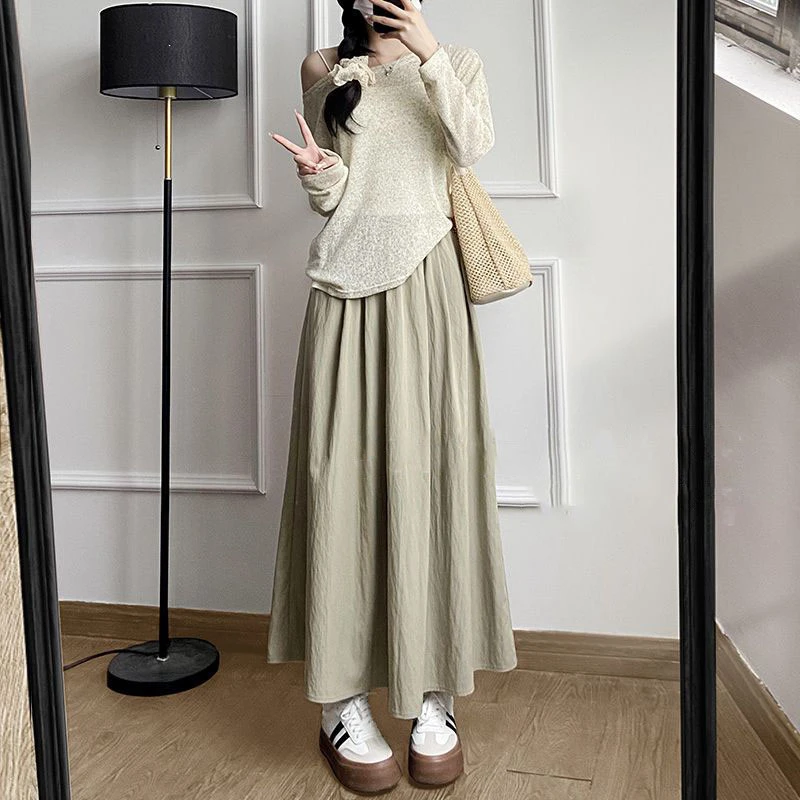 夏学院风新款山本半身裙薄款中长裙显瘦女装ins高腰遮肉时尚大码