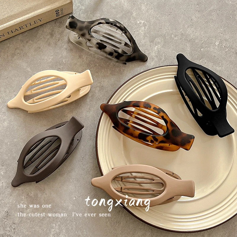 高级感镂空磨砂发夹女后脑勺盘发抓夹2024新款大号鸭嘴夹气质发饰