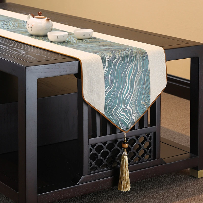 新中式桌旗禅意茶席茶台布艺长条茶几桌布茶桌电视柜垫布红色床旗