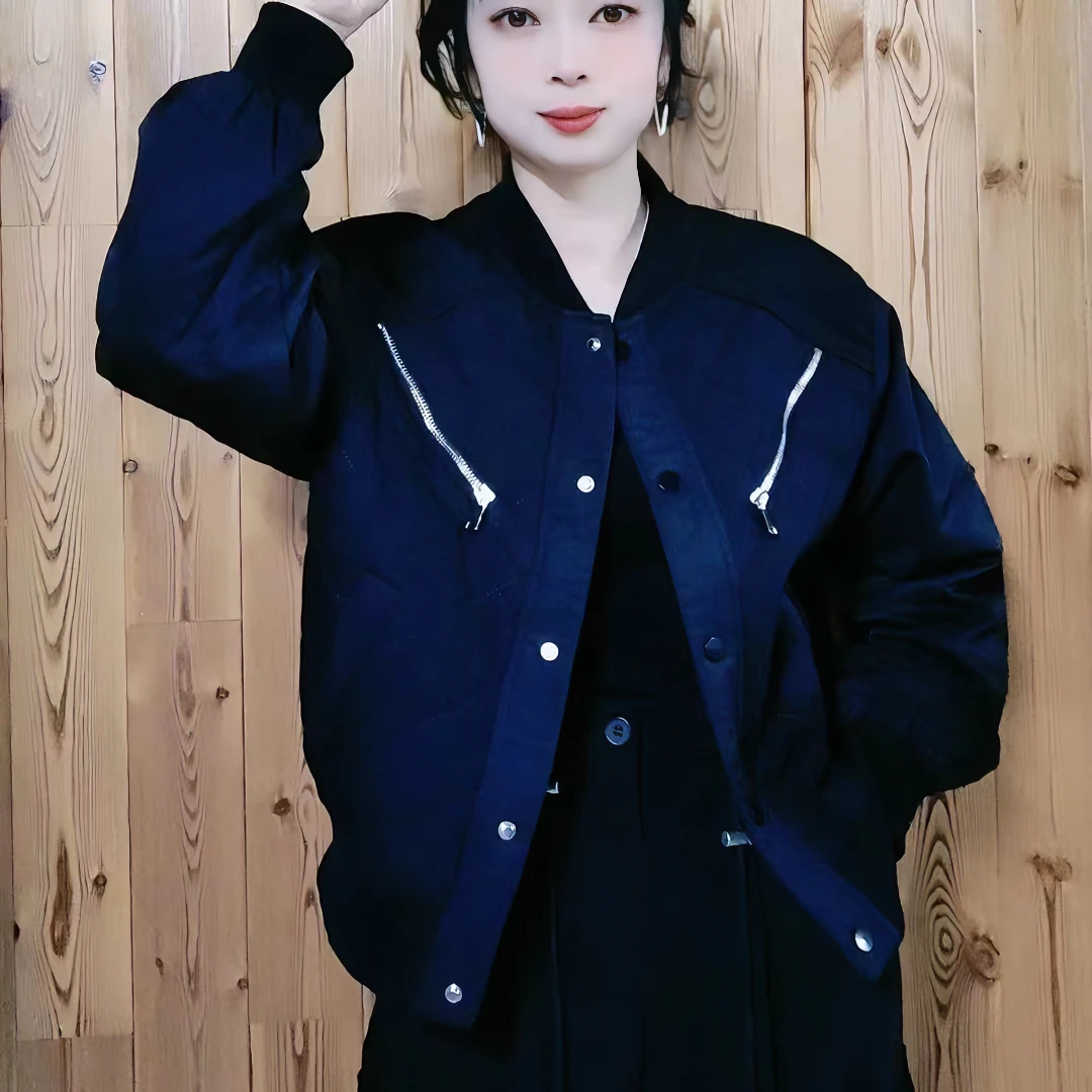 春秋加棉休闲百搭宽松保暖黑色棒球女士套装2025新款爆款洋气女装