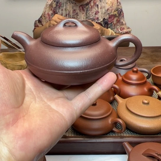 紫砂茶壶老紫泥半手工制作线圆260c c