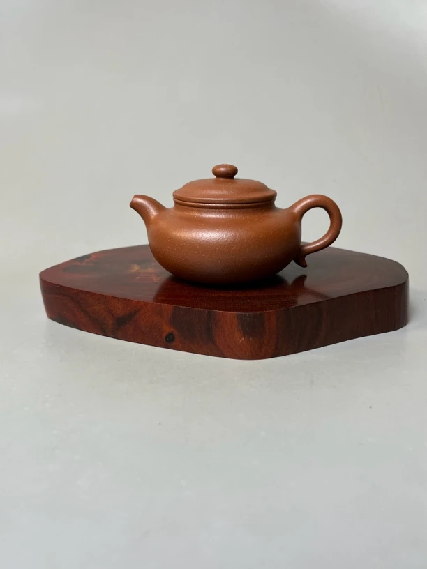 宜兴原矿紫砂仿古壶250cc手工制作红降坡泥