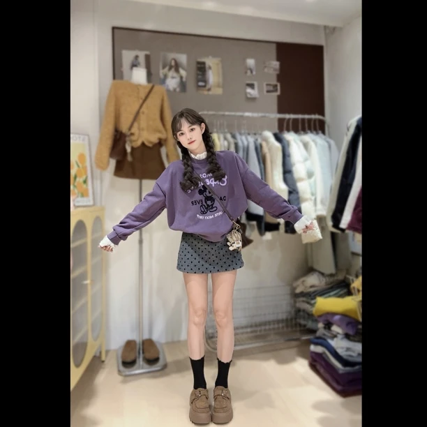 拾一·清波点呢子裙