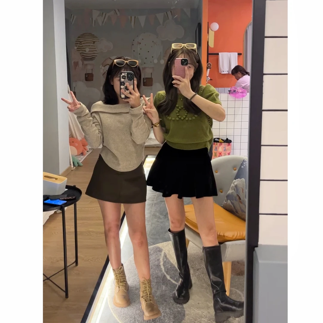 拾一 秋冬氛围好丝绒半身短裙