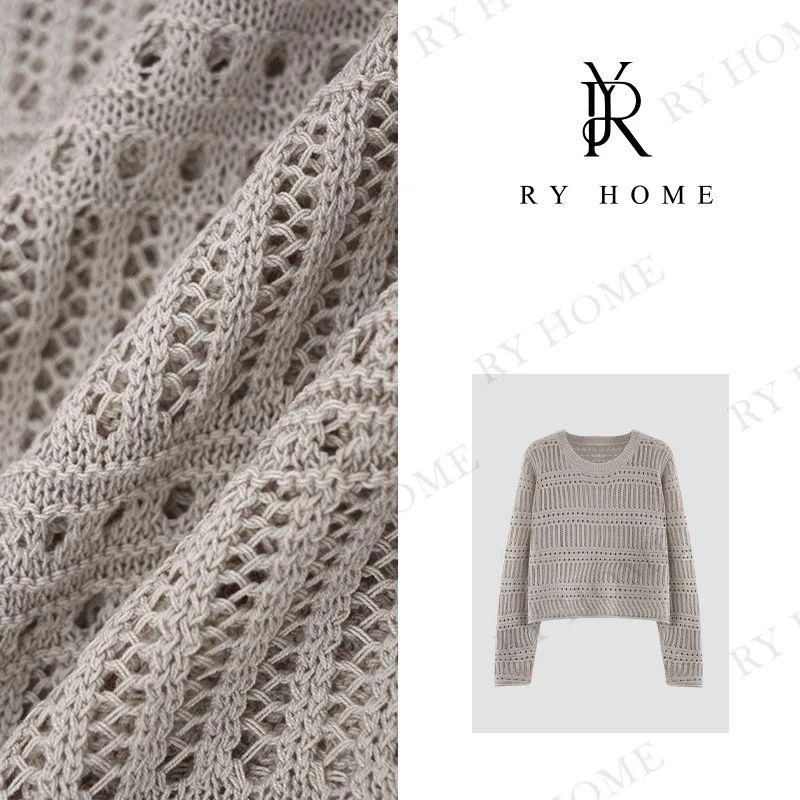 【容雨RYHOME】“初夏”夏季新款镂空慵懒风毛织上衣242M2603