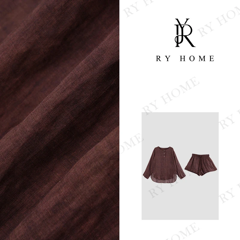 【容雨RYHOME】“迎曼”100%苎麻＋半排扣休闲套装24ST1289