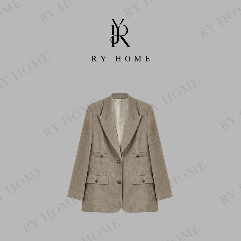 【容雨RYHOME】“尘昔”100%亚麻＋秋季翻领设计款西服外套243W1849