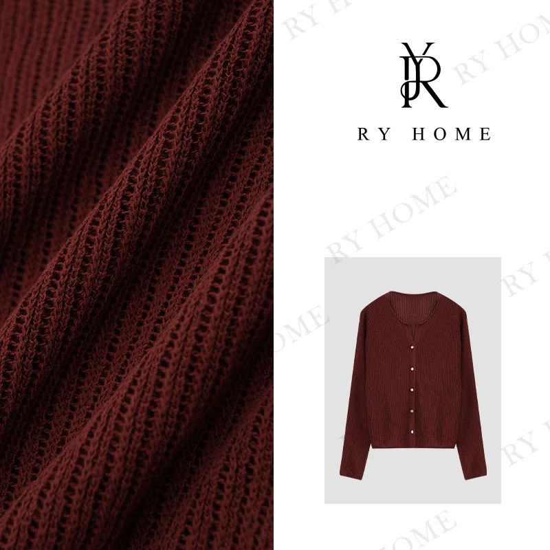 【容雨RYHOME】“麦央”莱赛尔+亚麻料长袖竖纹毛织开衫24M2584