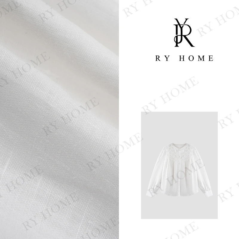 【容雨RYHOME】“闲云”100%苎麻＋圆领镂空长袖衬衫24C1293