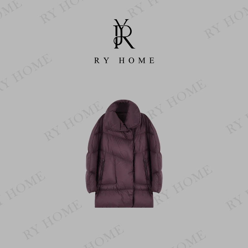 【容雨RYHOME】90鹅绒~泡芙青果领设计云朵感中长款鹅绒服244YF1210